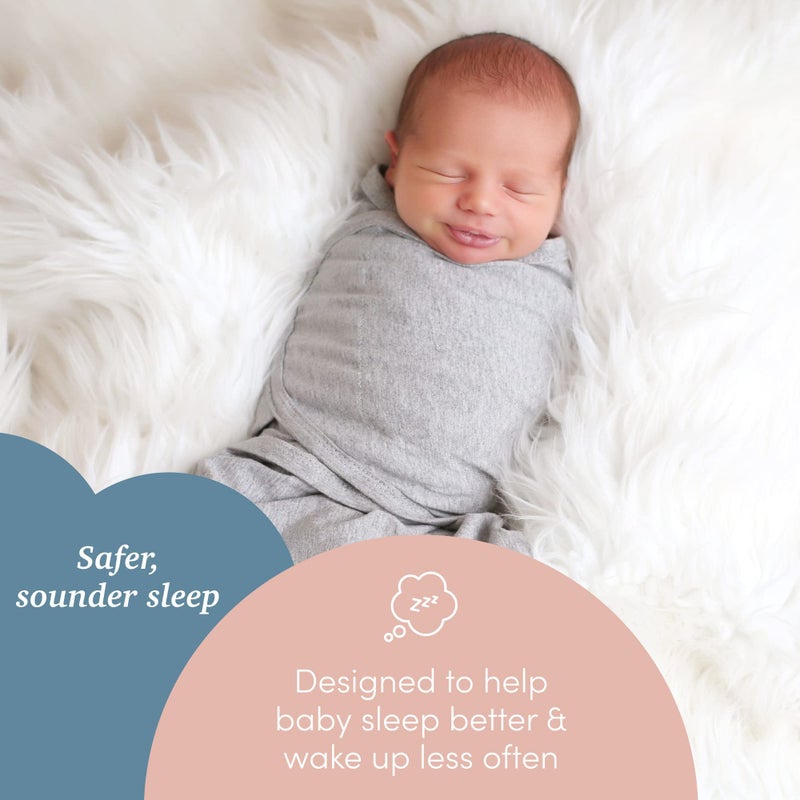 SleepingBaby Zippy Swaddle - Cozy Baby Swaddle Blanket with Convenient Bottom Zipper for Easy Diaper Changes - Heather Grey - Small/Medium - Image 2
